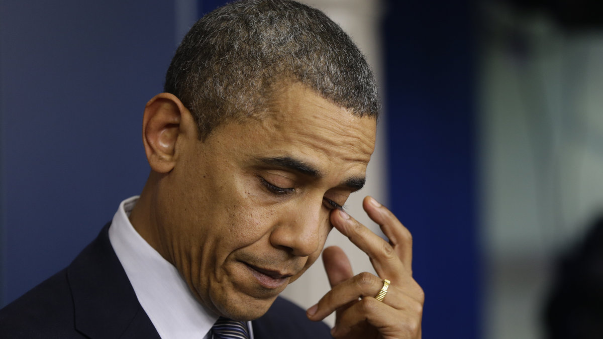 President Obama fällde också vad som liknade en tår under hans presskonferens på fredagen.