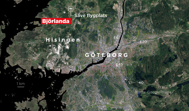 Industribyggnaden ligger inte så långt från Säve flygplats.
