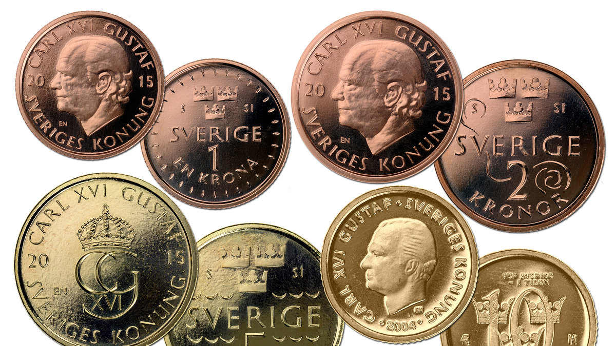 Här är våra nya mynt. Tiokronan byter inte utseende.