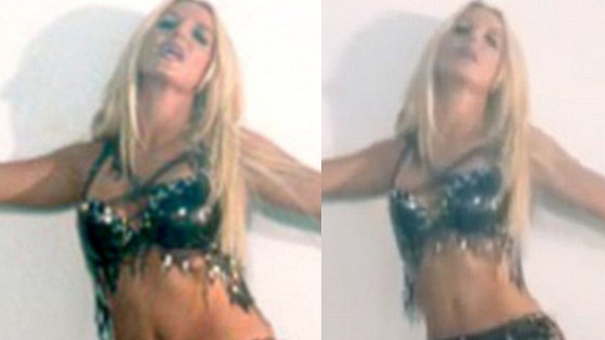 Britney före och retuschen i sin senaste video. 