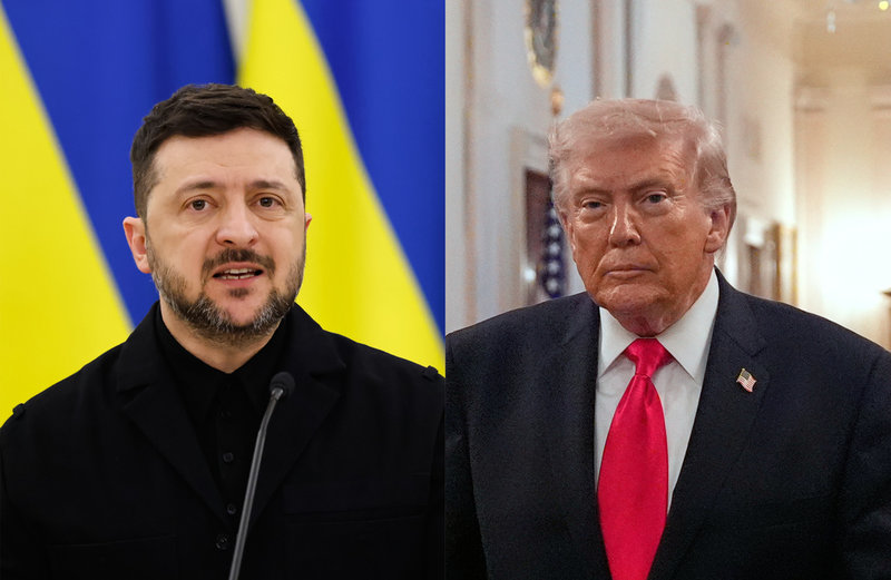 Ukrainas president Volodymyr Zelenskyj och USA:s president Donald Trump.