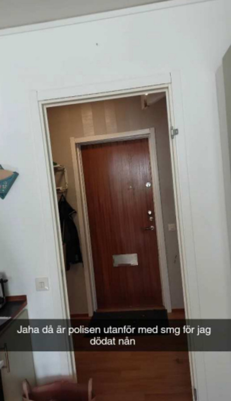 Mannen kommunicerade med flera personer efter dådet, och skickade bland annat den här bilden till flera personer. Bild från polisens förundersökning