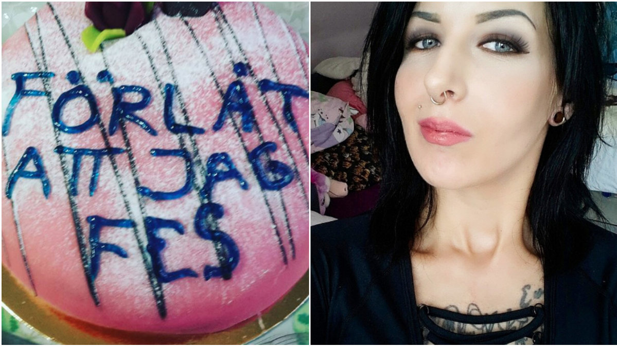Natalie Larsson gav en helt klart annorlunda födelsedagstårta till sin sambo i dag.