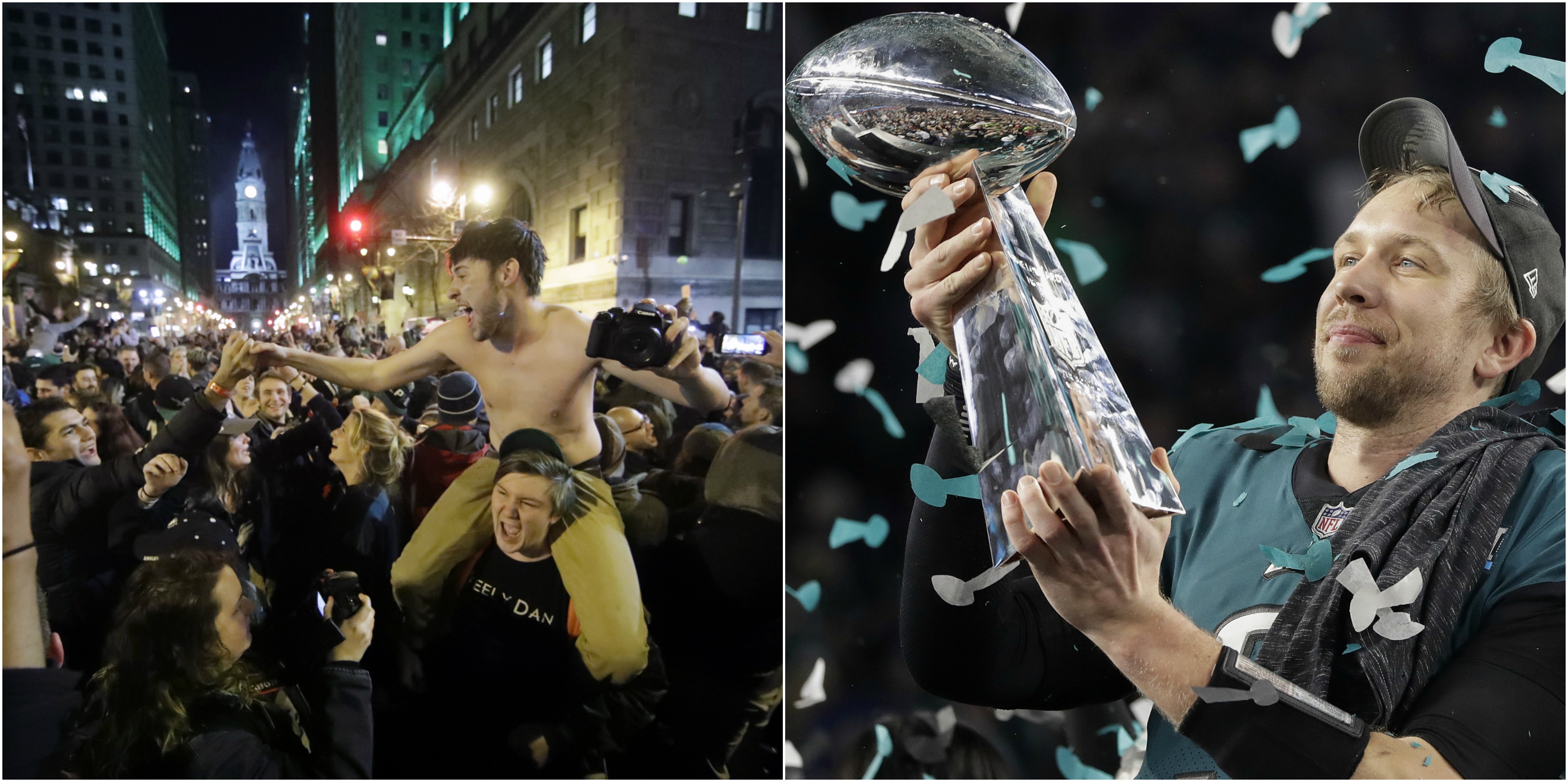 Vilt firande efter Philadelphia Eagles Super Bowl-vinst