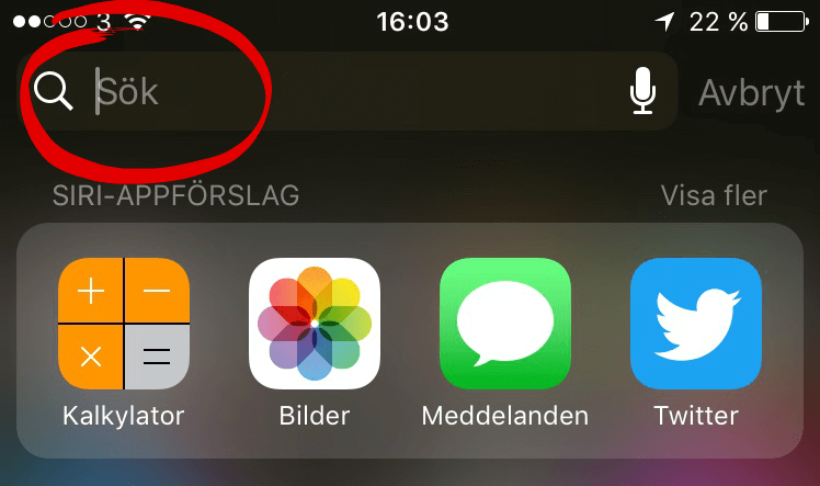 Sökfunktion iPhone Sökfunktion iPhone