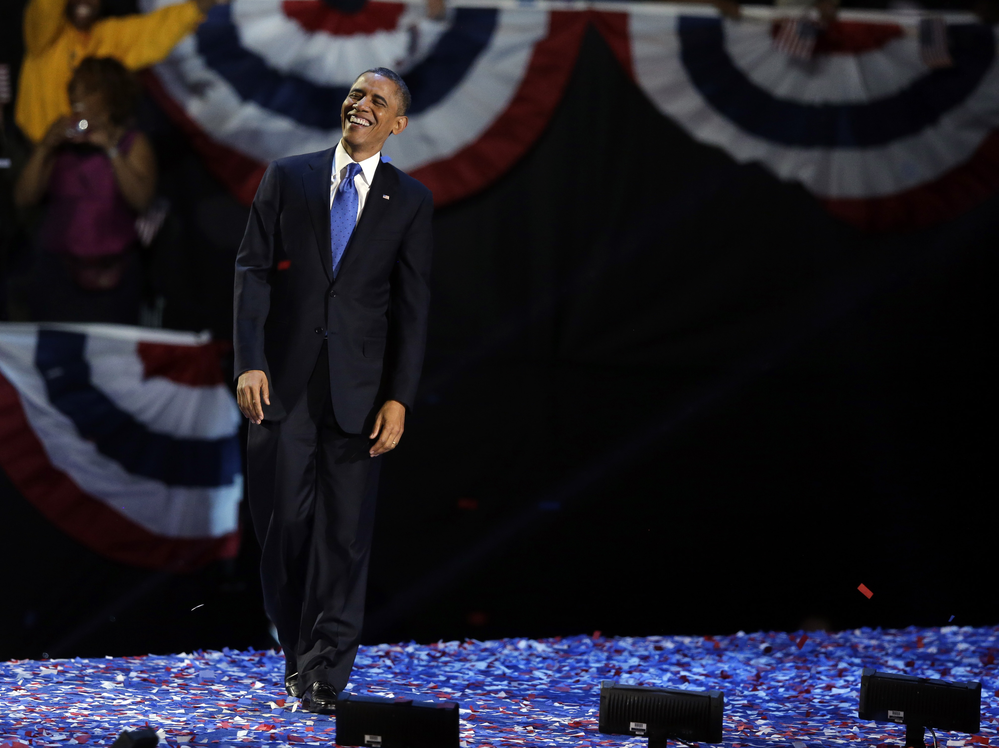 En stund av lycka för Obama. En stund av lycka för Obama.