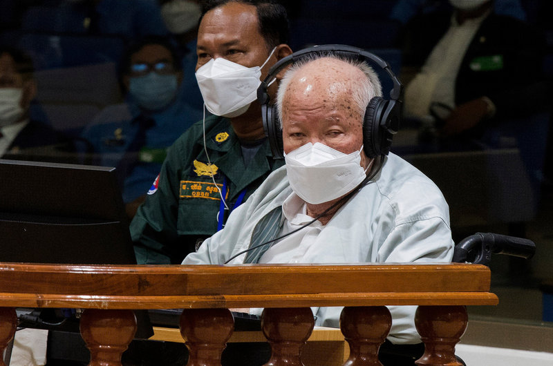 Khieu Samphan inför ECCC-tribunalen på torsdagen. 91-åringen förblir i fängelse.