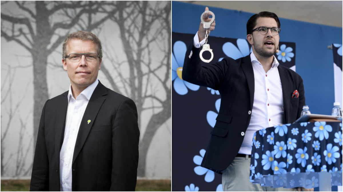 Johan Svensk (MP) till vänster. Jimmie Åkesson (SD) till höger.