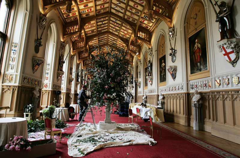 Pampigt värre i St George's Hall på Windsor Castle. Arkivbild från tidigare dekorationsarbeten.