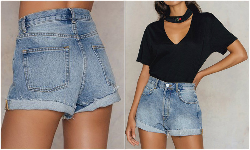 Jeansshorts hög midja