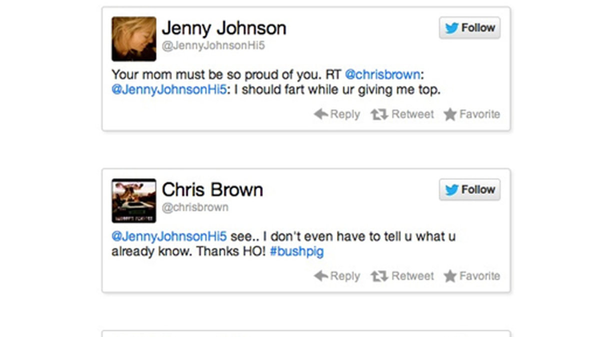 Chris Brown gick till attack mot den kvinnliga komikern Jenny Johnson. 