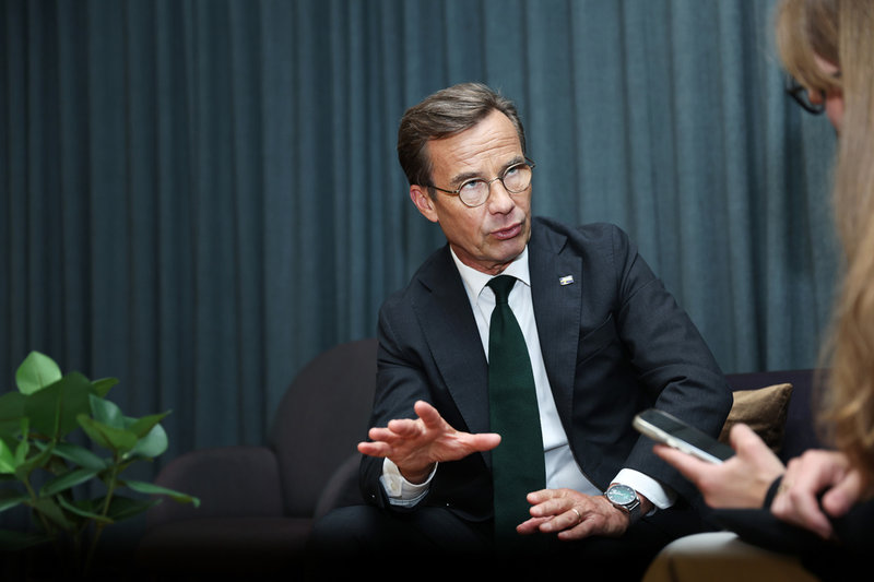 Statsminister Ulf Kristersson (M) säger att Sverige skapat bra förutsättningar för samtalen mellan USA och Kina i Stockholm.