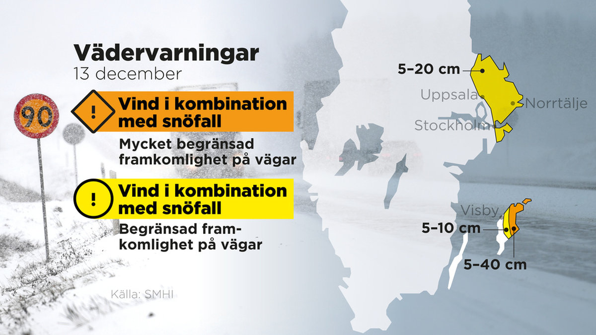 Nattens snöoväder över Gotland väntas dra vidare under morgonen.