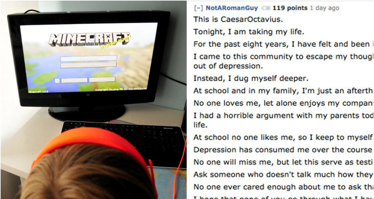 Depression, Självmord, Minecraft