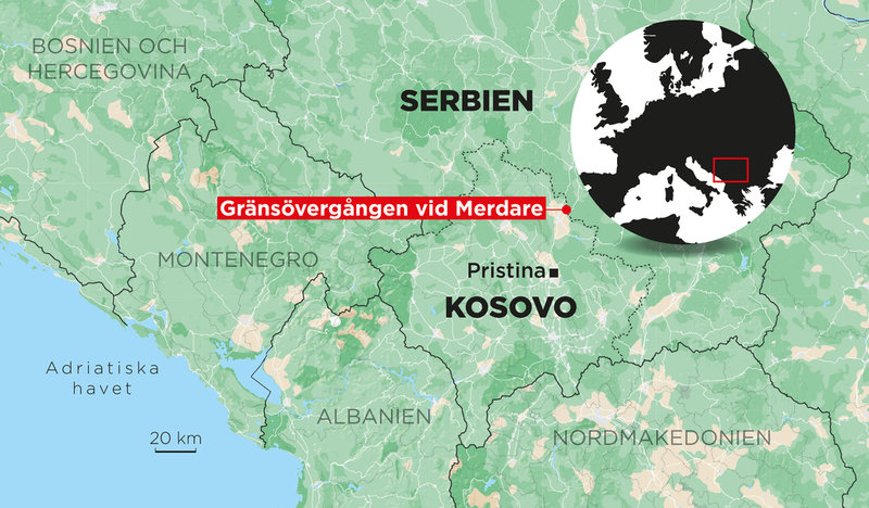 Gränsen mellan Kosovo och Serbien.
