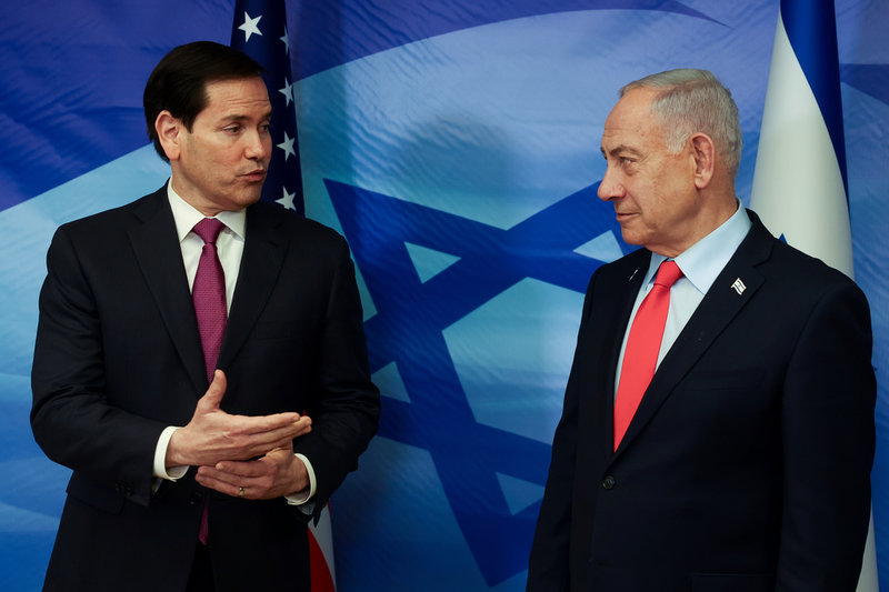 USA:s utrikesminister Marco Rubio träffar Israels premiärminister Benjamin Netanyahu i Jerusalem på torsdagskvällen.