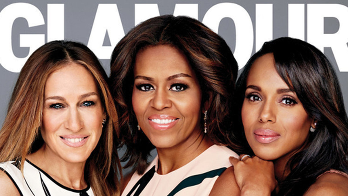 Sarah Jessica Parker, Michelle Obama och Kerry Washington på omslaget till Glamour. 
