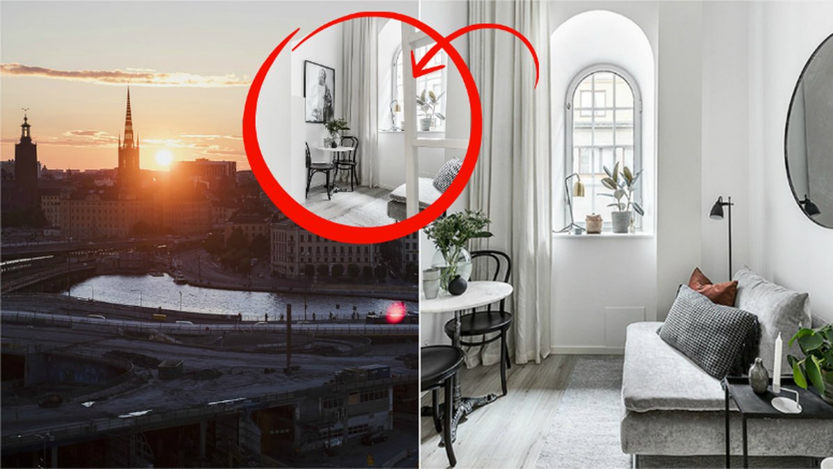 Lägenheten, som ligger i Vasastan i Stockholm, är tio kvadratmeter stor. 