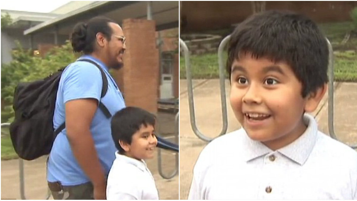 Kevin kan nog vara bland de gladaste barnen någonsin, på väg in till sin första skoldag i en ny skola.