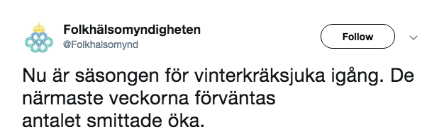 Twitter-inlägg av Folkhälsomyndigheten Twitter-inlägg av Folkhälsomyndigheten