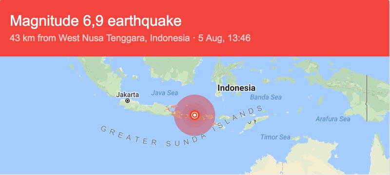 Karta över Indonesien. En punkt visar var jordskalvet slog till. Karta över Indonesien. En punkt visar var jordskalvet slog till.