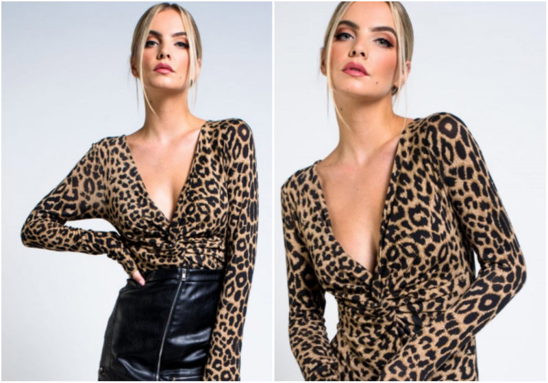 Leopardtröja v-ringad