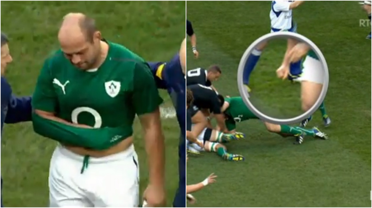 Irlands Rory Best bröt sin arm i en match mot Nya Zeeland, men det stoppade honom inte utan han fortsatte att spela en liten stund till.