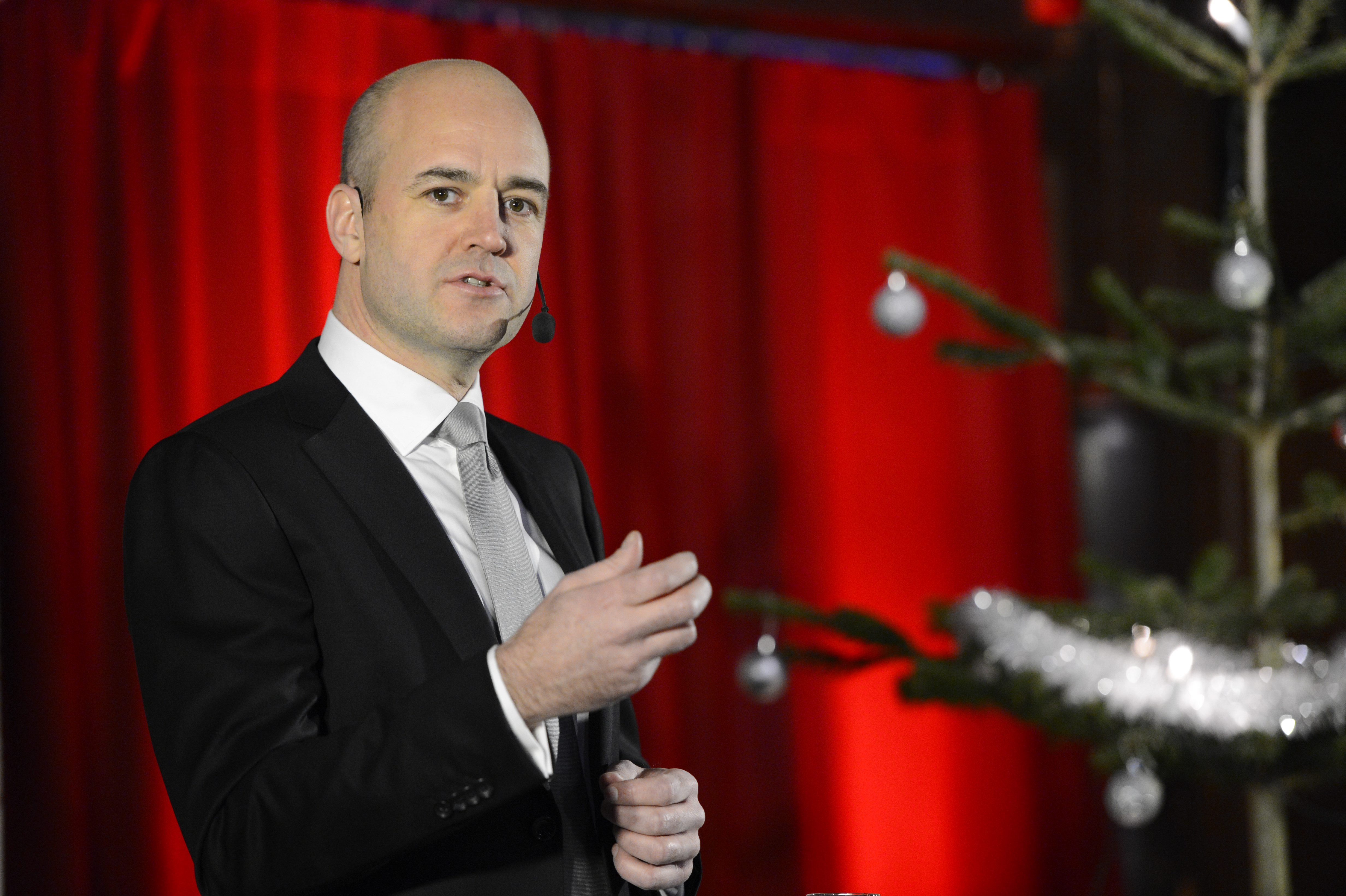 Fredrik Reinfeldt under sitt jultal.