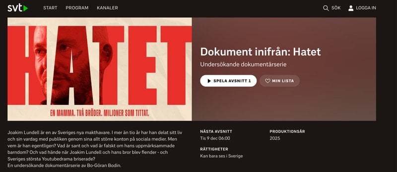 Hatet om Joakim Lundell Hatet om Joakim Lundell