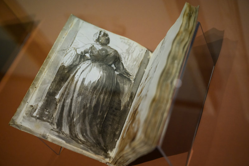 Ett av Sergels skissblock från Rom, här med teckning troligen av Maria Sebastiani, älskarinna och hyresvärdinna.