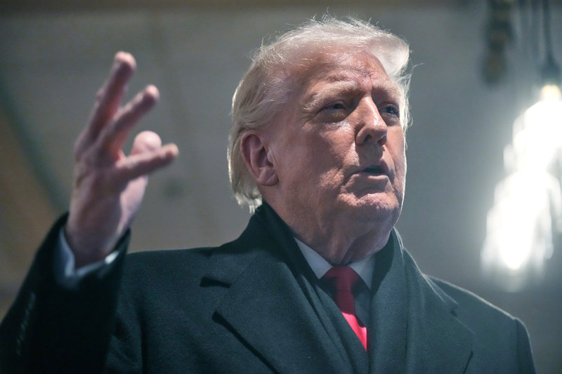 USA:s president Donald Trump under ett besök i Iowa på tisdagen. Foto: Mark Schiefelbein/AP/TT