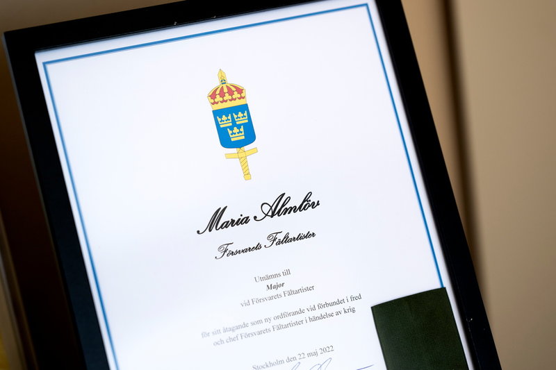Maria Almlöv, major och ordförande för Försvarets fältartister.