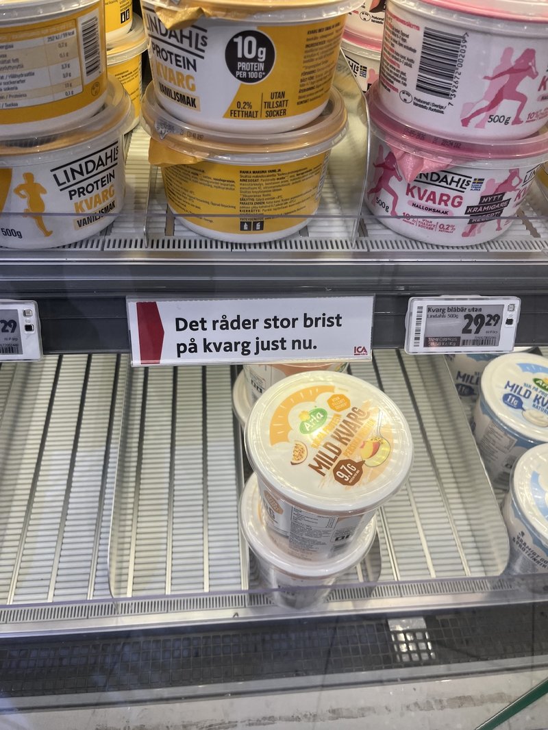 Stor brist på kvarg på Ica. Foto: Nyheter24