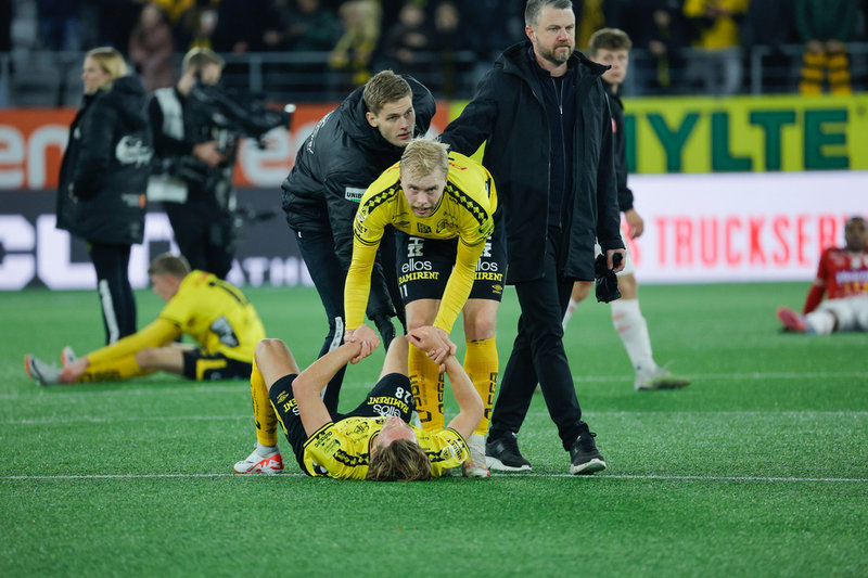 Elfsborgsspelare efter slutsignalen mot Degerfors. Arkivbild.