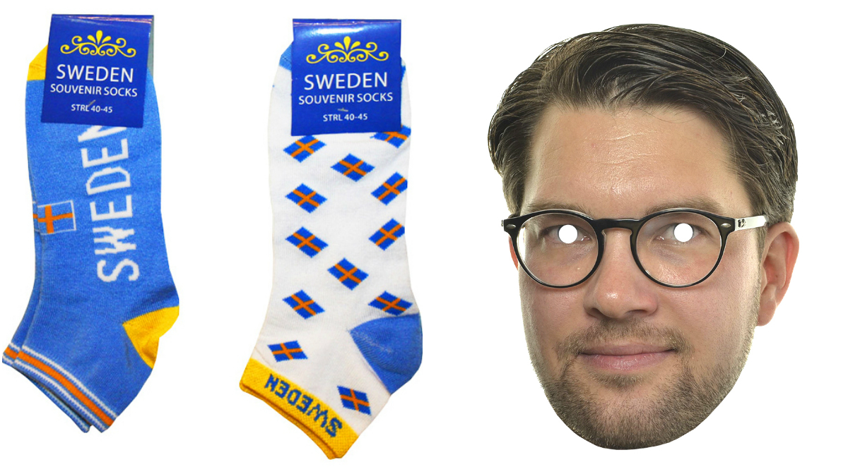 Jimmie Åkesson får Sverigestrumpor Jimmie Åkesson får Sverigestrumpor