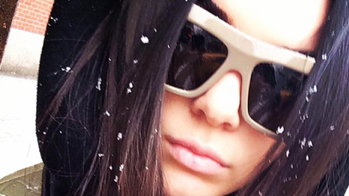 Kendall Jenner säger godmorgon till en snöigt New York.