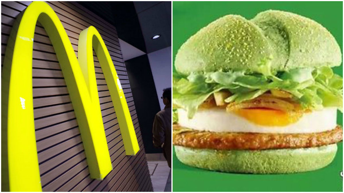 I Kina lanserar McDonalds nu två nya hamburgare med annorlunda färgval på brödet. 