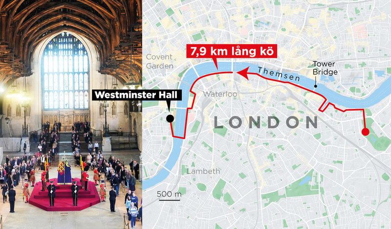 Kön till Westminster Hall på fredagsförmiddagen.