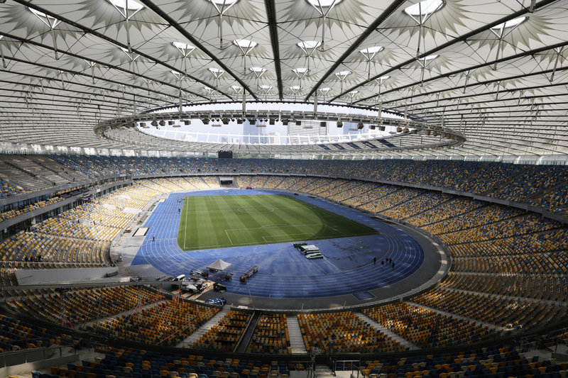 Kievs olympiastadion står värd för säsongens första match i ukrainska Premjer-liha – tisdagens möte mellan Sjachtar Donetsk och Metalist 1925 från Charkiv. Arkivbild.