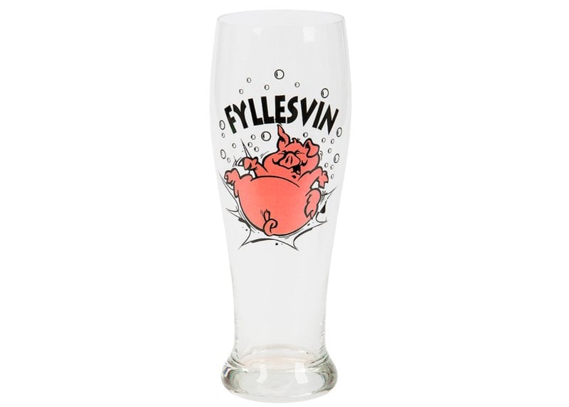 Ölglas med trycket fyllesvin