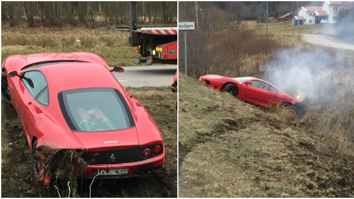 Under skärtorsdagen kraschade en Ferrari i Uddevalla.