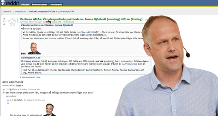 reddit, vänsterpartiet, Frågestund, Jonas Sjöstedt, Sweddit, Anna Troberg