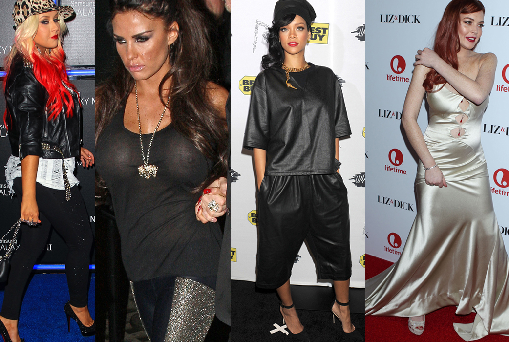Christina Aguilera, Katie Price, Rihanna och Lindsay Lohan har alla en sak gemensamt – de har alla avancerat till månadens sämst klädda kändisar. Christina Aguilera, Katie Price, Rihanna och Lindsay Lohan har alla en sak gemensamt – de har alla avancerat till månadens sämst klädda kändisar.