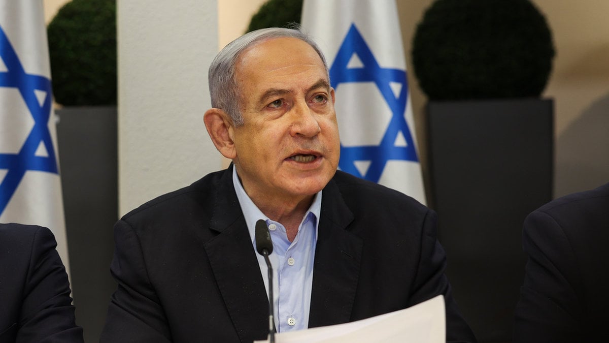 Premiärminister Benjamin Netanyahu under ett sammanträde på försvarsdepartementet i Tel Aviv i januari.