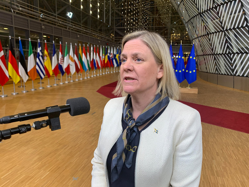 Statsminister Magdalena Andersson (S) efter toppmötet i Bryssel.