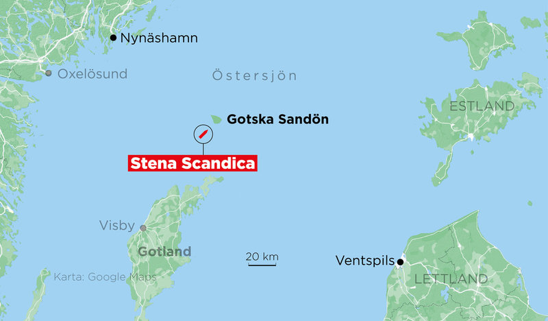 Stena Scandicas position nära Gotska Sandön.