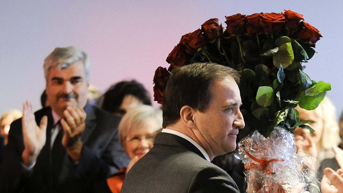 Här ses de båda på bild efter att Stefan Löfven blivit vald till ny partiledare. 
