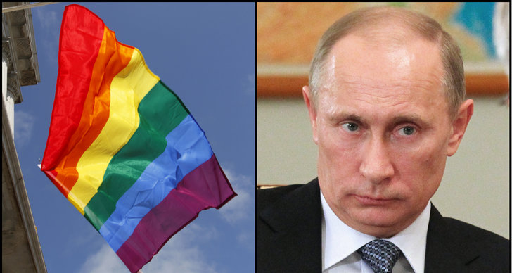 Vladimir Putin, Regnbågsflagga, HBTQ, amsterdam, Holland, Homosexualitet