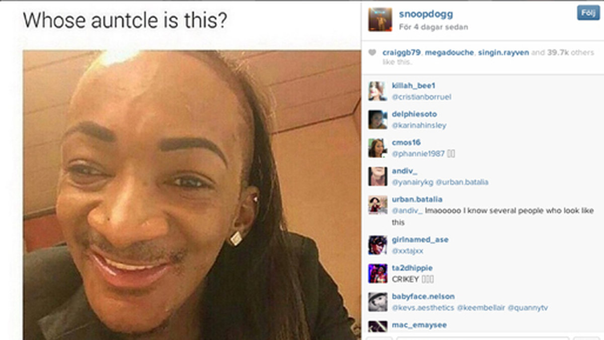 Bilden ligger fortfarande uppe på Snoops Instagram. 
