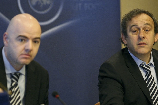 Gianni Infantino tillsammans med Michel Platini.